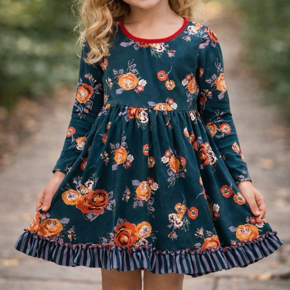Matilda Jan Floral Long Sleeve Girls Dress